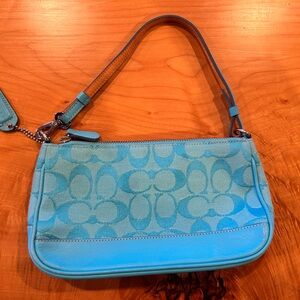 Coach Signature Demi Shoulder Bag / Wristlet – Turquoise